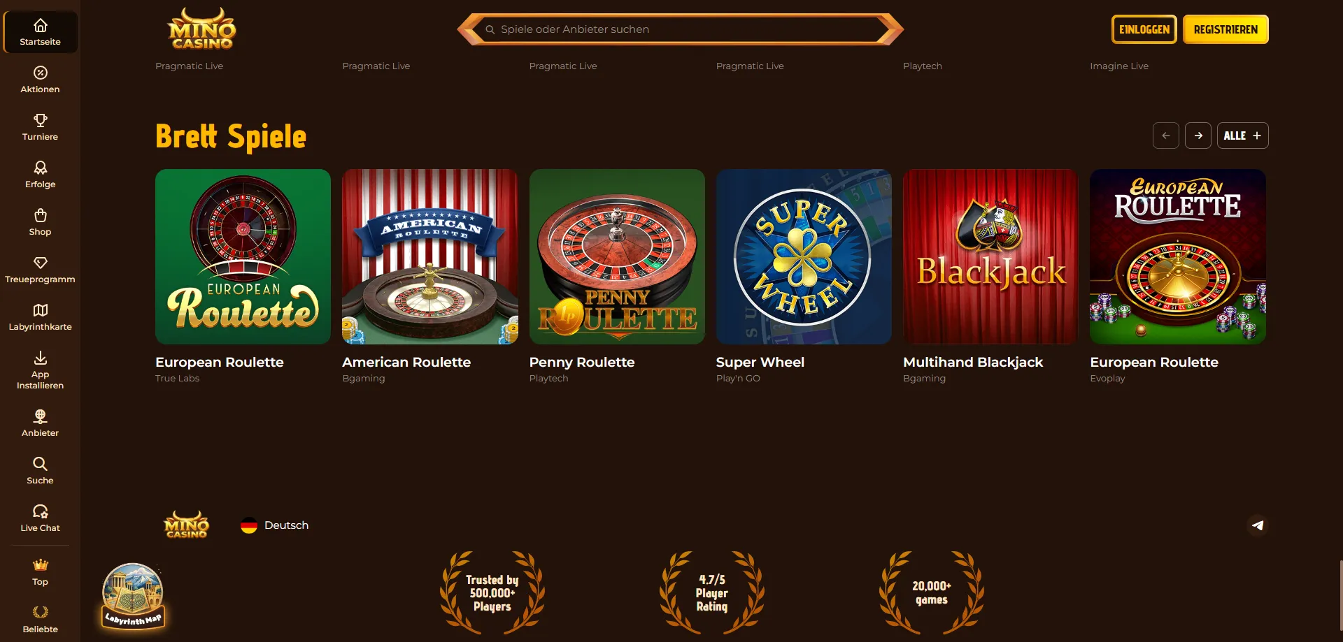 Mino Casino live dealer &mdash; tavoli Evolution, Playtech ed Ezugi in diretta