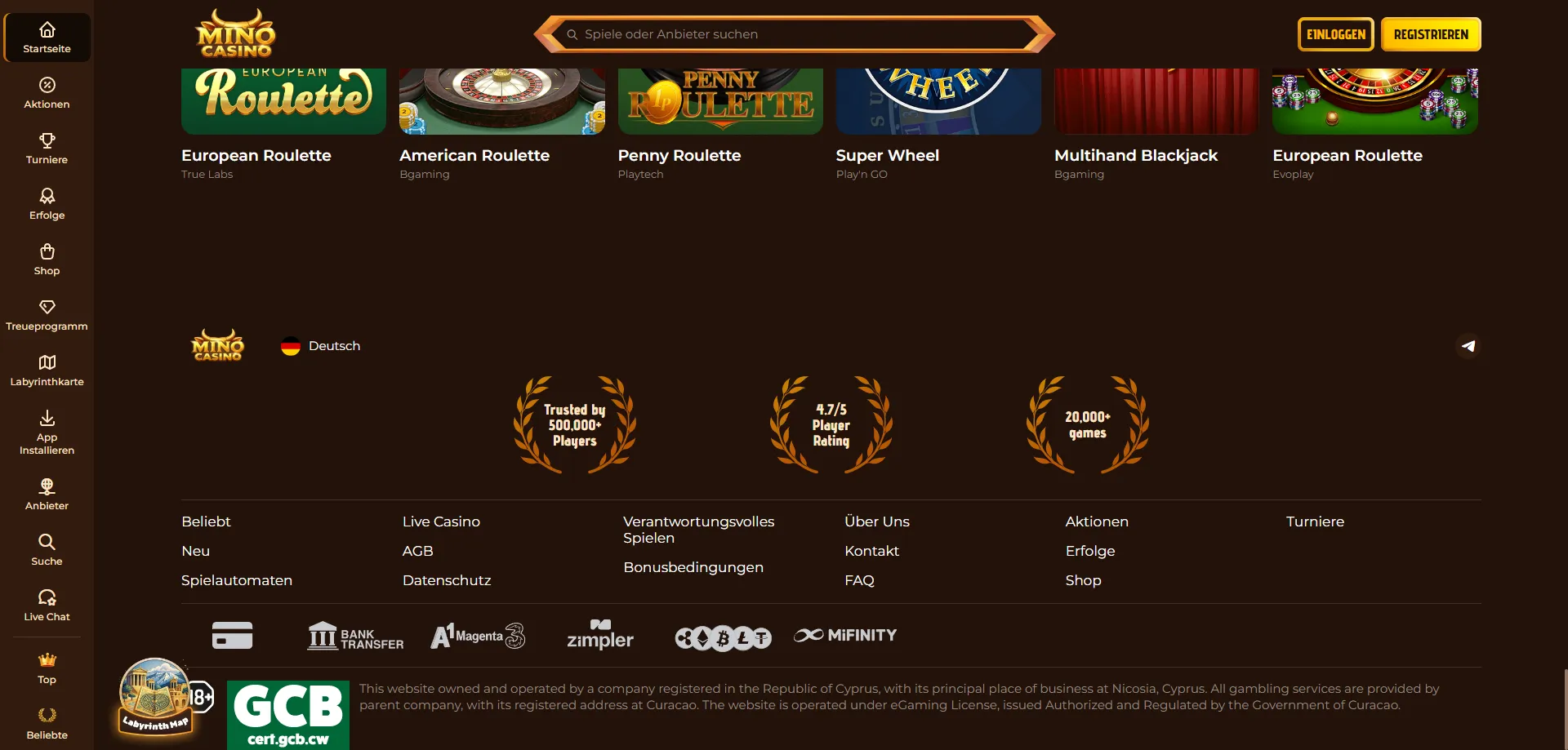 Mino Casino metodi di pagamento &mdash; depositi e prelievi sicuri